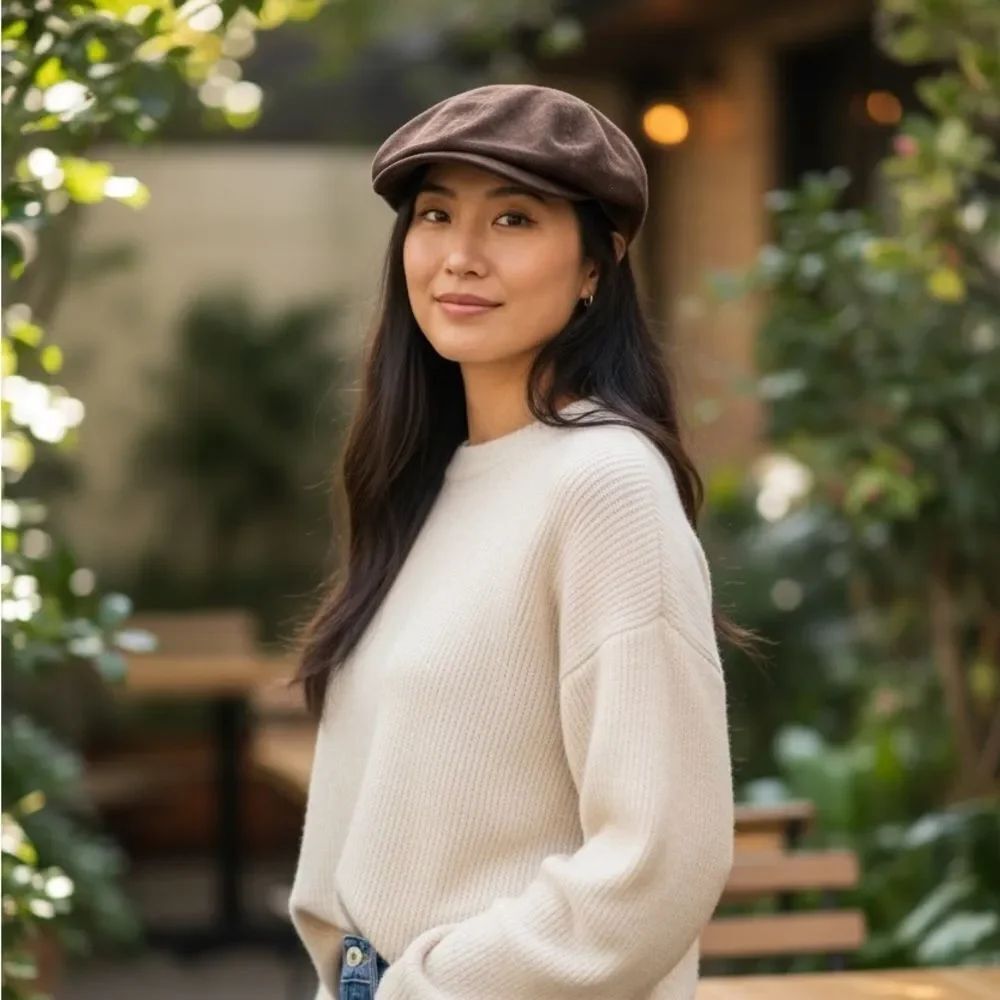 Nordstrom Brown Suede Leather Cap Hat Made In Italy